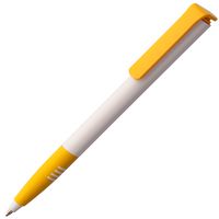 Пластиковые ручки - Ручка шариковая Senator Super Soft, белая с желтым - Ручка шариковая Senator Super Soft, белая с желтым
