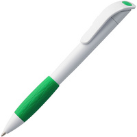 Пластиковые ручки - Ручка шариковая Grip, белая с зеленым - Ручка шариковая Grip, белая с зеленым