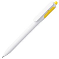 Пластиковые ручки - Ручка шариковая Bolide, белая с желтым - Ручка шариковая Bolide, белая с желтым