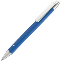 Металлические ручки - Ручка шариковая Button Up, синяя с серебристым - Ручка шариковая Button Up, синяя с серебристым