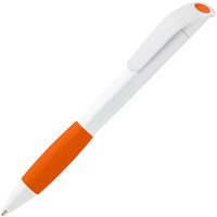 Пластиковые ручки - Ручка шариковая Grip, белая с оранжевым - Ручка шариковая Grip, белая с оранжевым
