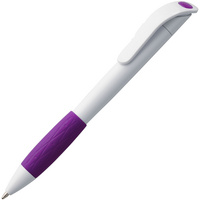 Пластиковые ручки - Ручка шариковая Grip, белая с фиолетовым - Ручка шариковая Grip, белая с фиолетовым