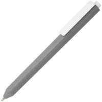 Пластиковые ручки - Ручка шариковая Corner, серая с белым - Ручка шариковая Corner, серая с белым