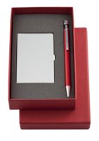 Наборы с ручками - Набор Join: футляр для визиток и шариковая ручка, красный - Набор Join: футляр для визиток и шариковая ручка, красный