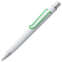 Металлические ручки - Ручка шариковая Clamp, белая с зеленым - Ручка шариковая Clamp, белая с зеленым