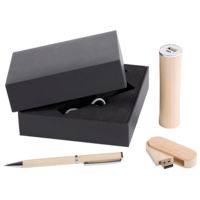 Наборы с ручками - Набор Wood: аккумулятор, флешка и ручка - Набор Wood: аккумулятор, флешка и ручка