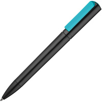 Пластиковые ручки - Ручка шариковая Split Black Neon, черная с голубым - Ручка шариковая Split Black Neon, черная с голубым