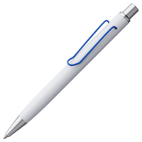 Металлические ручки - Ручка шариковая Clamp, белая с синим - Ручка шариковая Clamp, белая с синим