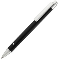 Металлические ручки - Ручка шариковая Button Up, черная с серебристым - Ручка шариковая Button Up, черная с серебристым