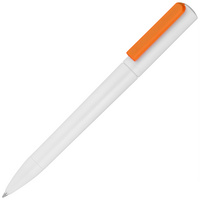 Пластиковые ручки - Ручка шариковая Split White Neon, белая с оранжевым - Ручка шариковая Split White Neon, белая с оранжевым
