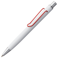 Металлические ручки - Ручка шариковая Clamp, белая с красным - Ручка шариковая Clamp, белая с красным