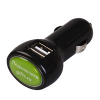 Зарядные устройства и адаптеры - Автомобильное зарядное устройство с подсветкой Logocharger, черн - Автомобильное зарядное устройство с подсветкой Logocharger, черное