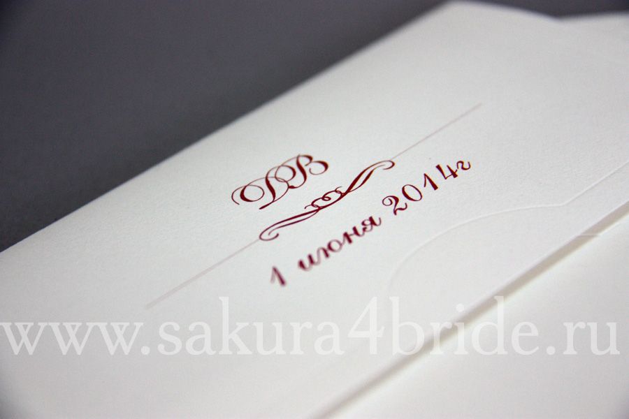 Свадебные приглашения САКУРА - Классическое белое приглашение из хлопковой бумаги с узорами по краям, где применяется высокая печать. Смотрится дорого и красиво.