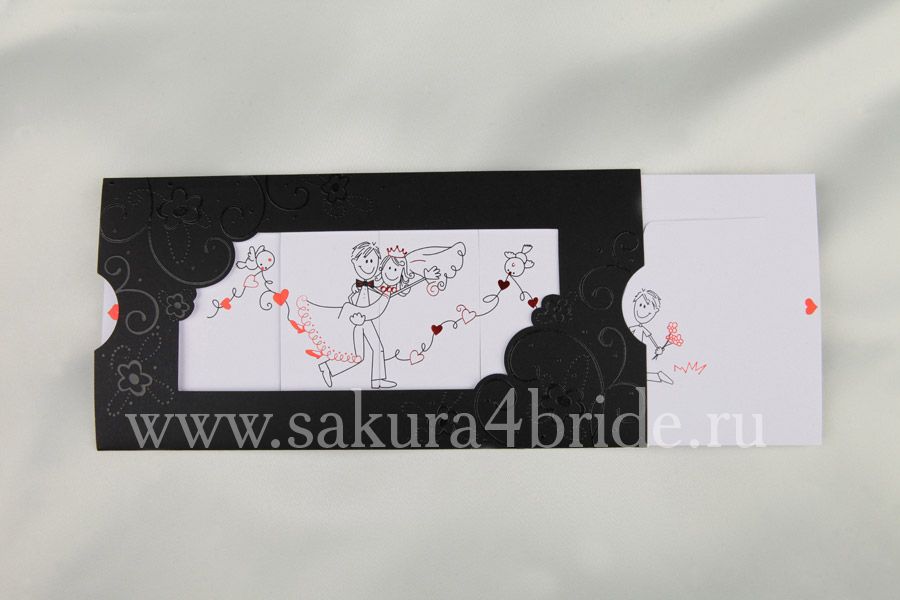 Свадебные приглашения 50613 - Справва выезжает карточка с рисунком