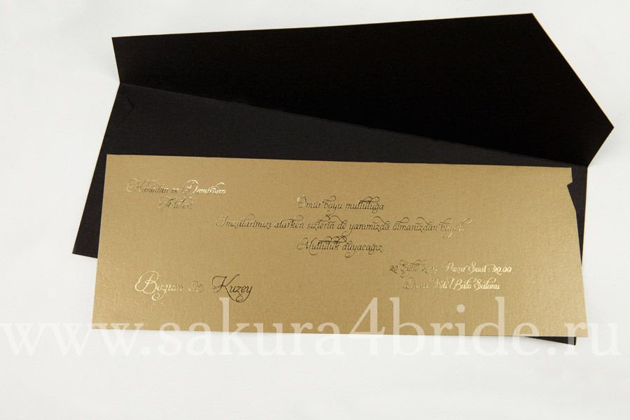 Свадебные приглашения Erdem - Приглашение, выполненное в золотисто-черных тонах с узорами