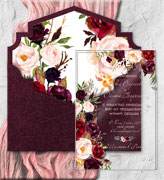 Приглашения с цветочным узором - 11306 - Прозрачные премиум приглашения на свадьбу из акрила
