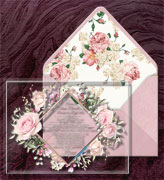 Приглашения с цветочным узором - 11309 - Прозрачные премиум приглашения на свадьбу из акрила