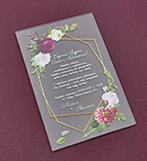 Приглашения с цветочным узором - 11318 - Прозрачные премиум приглашения на свадьбу из акрила